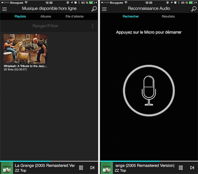 On peut télécharger de la musique en local, ce qui est heureux vu le poids des morceaux. L'application iOS de Tidal intègre aussi un système de reconnaissance audio à la Shazam.