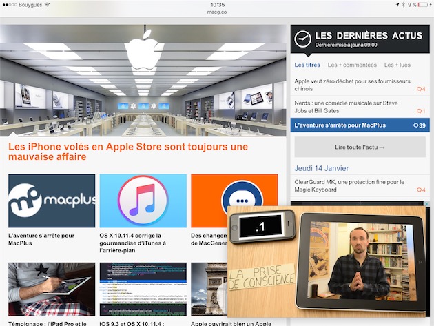 Une vidéo en cours de lecture alors que l’on utilise une autre application, en l’occurrence Safari : voici le Picture in Picture d’iOS 9. 