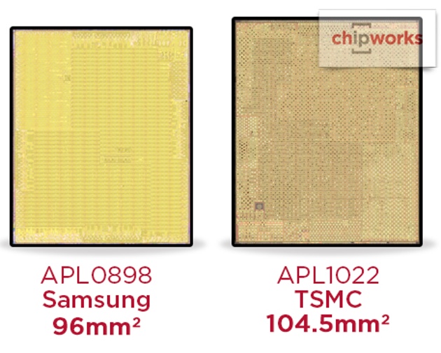 L’Apple A9 produit par Samsung est plus petit que celui de TSMC… mais il chauffe et surtout il consomme moins. 