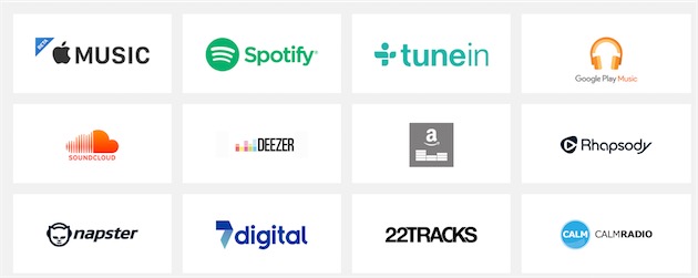 Quelques-uns des nombreux services de streaming pris en charge par Sonos.