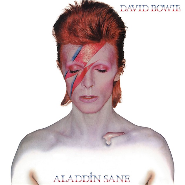 La pochette d’Aladdin Sane où David Bowie posait avec le fameux maquillage.