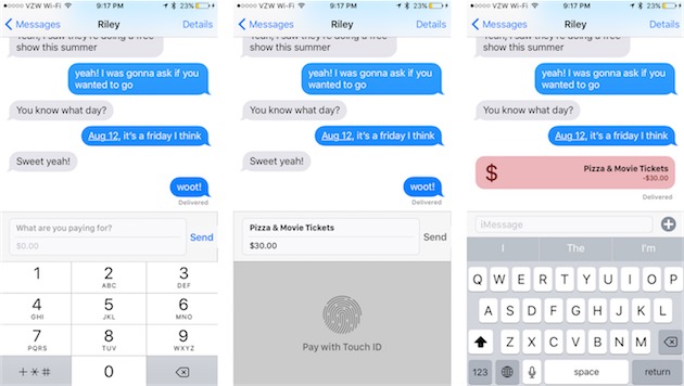Dernière idée, le paiement entre individus en utilisant Apple Pay. Un paiement qui se ferait par le biais d’iMessage.