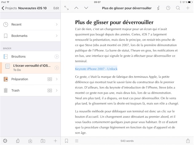 Scrivener sur un iPad (spoiler alerts)