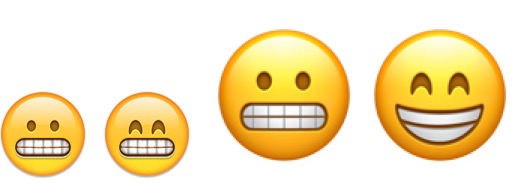 Avant (gauche) et après (droite) : les deux emojis sont désormais bien différenciés. 