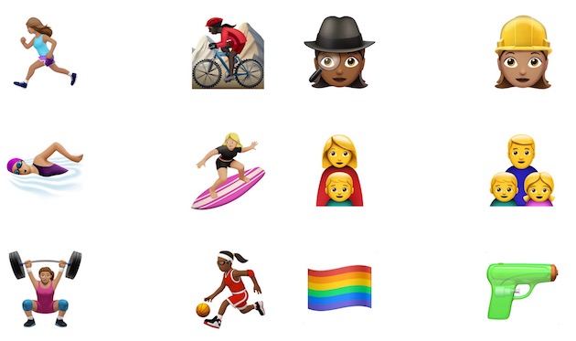 Quelques-uns des nouveaux emojis, sur la centaine que compte iOS 10. Cliquer pour agrandir