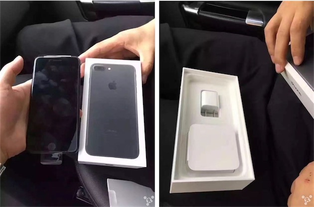 L’iPhone 7 Plus noir mat et sa boîte blanche. Cliquer pour agrandir