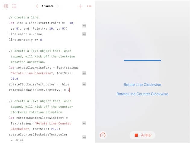 Swift Playgrounds, sur l’iPad, permet d’écrire et d’exécuter du code en Swift. Mais on reste encore très loin de Xcode, l’environnement de développement fourni par Apple exclusivement sur Mac. Cliquer pour agrandir
