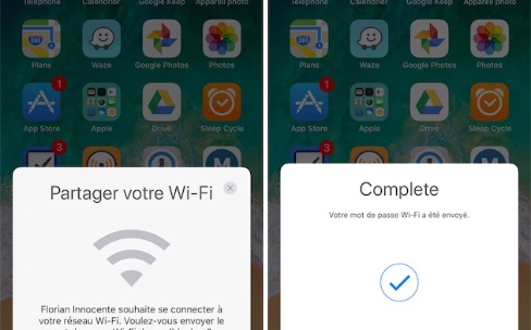 iOS 11 partage les mots de passe Wi-Fi en un clin d