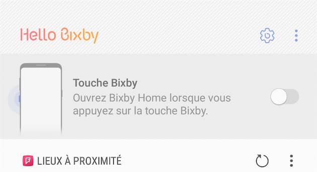 L’option ajoutée en tête de Bixby, pour empêcher le bouton latéral de lancer l’assistant. Cliquer pour agrandir