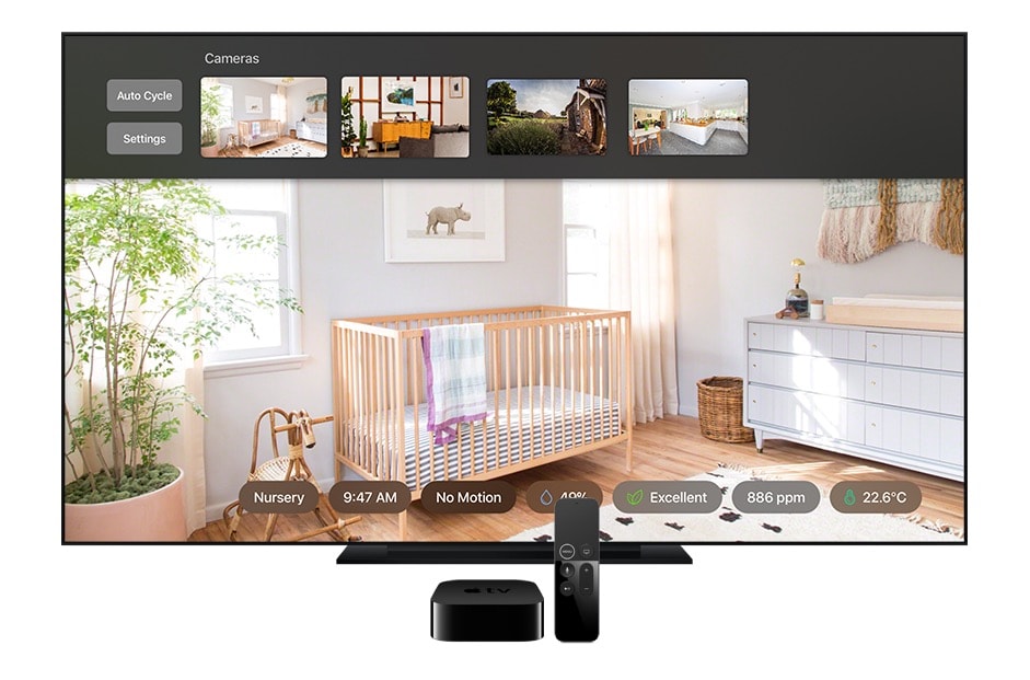 Homecam diffuse sur l'Apple TV la vidéosurveillance HomeKit