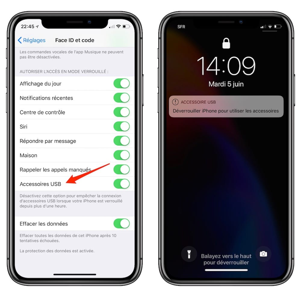 Apple confirme que la fonction de blocage du port Lightning de l'iPhone  sera bientôt disponible